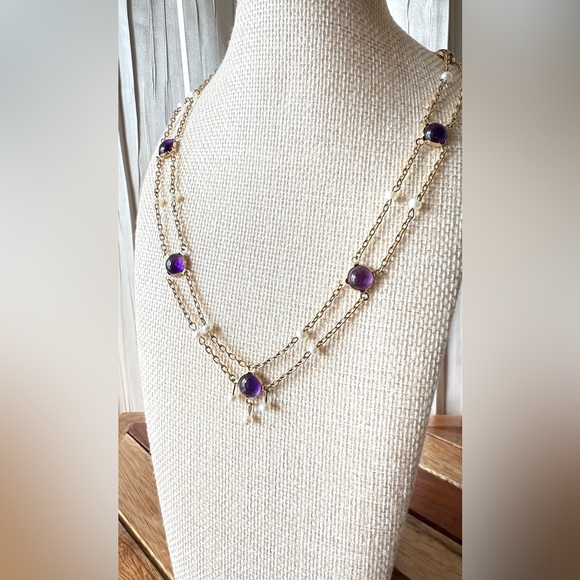 Vintage Gold and Purple Necklace - Picture 2 of 4